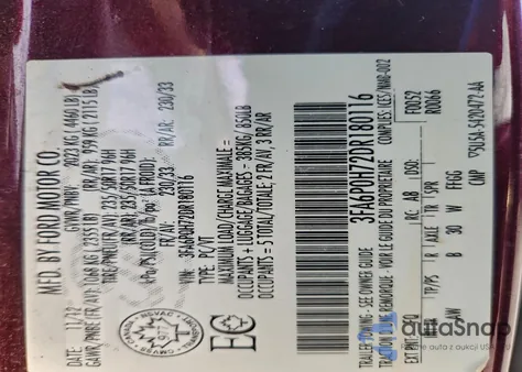 2013 Ford Fusion Se из США, поврежденный, VIN 3FA6P0H72DR180116